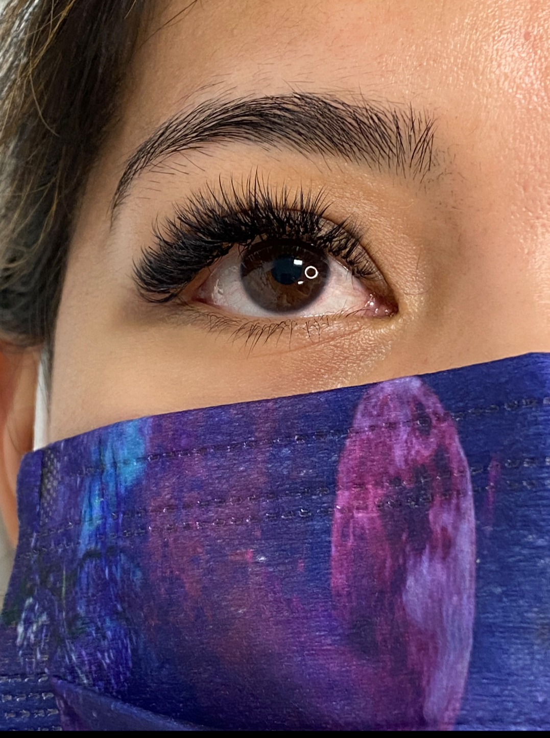 Lash extensions close-up